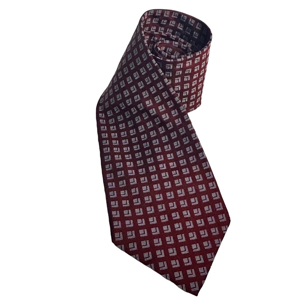 Ralph Lauren Luxury Necktie Tie 100% Silk Hand Made in USA Cubed Pattern NWOT